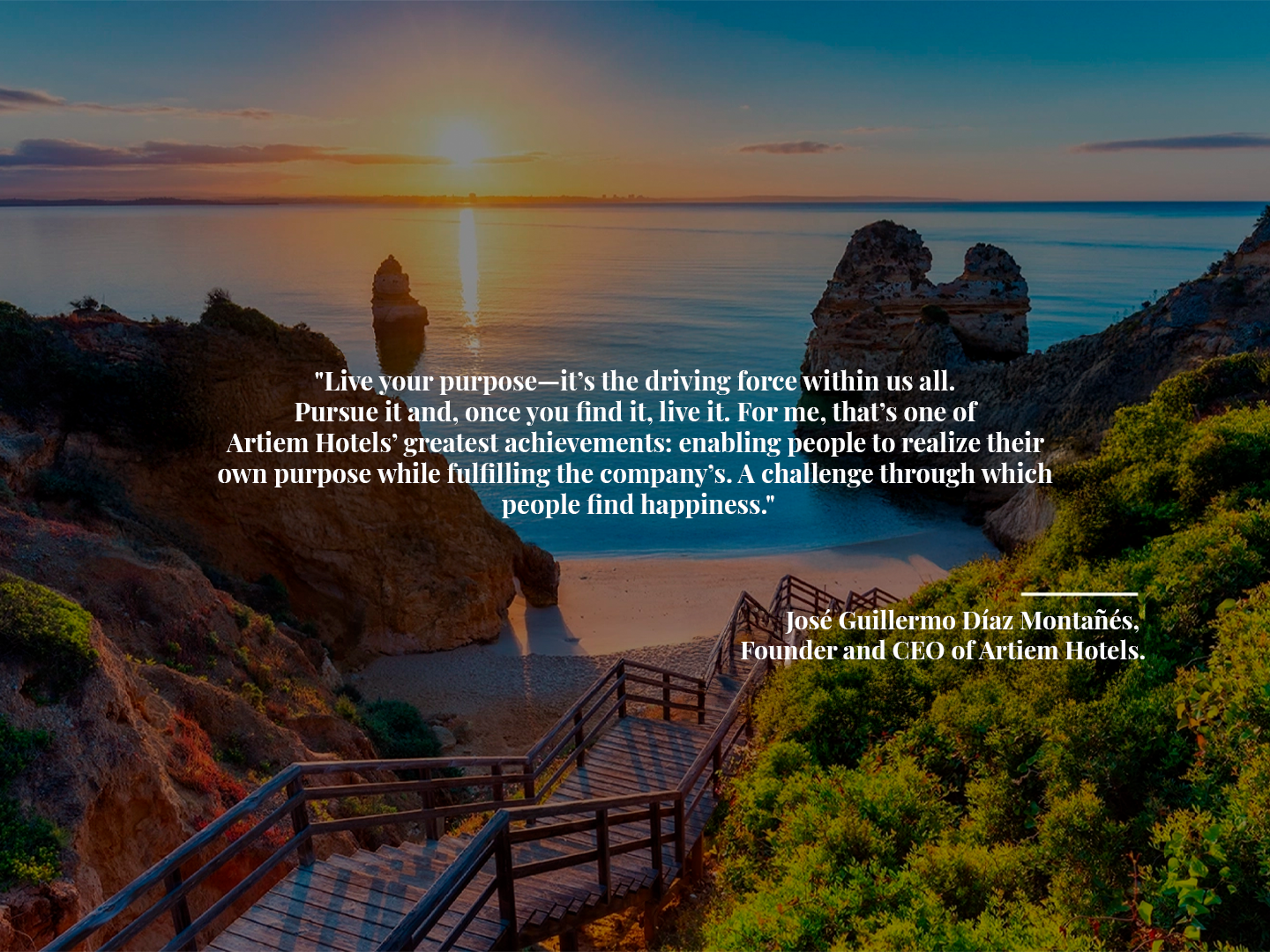 Image of a sunset on a beach with the text: 